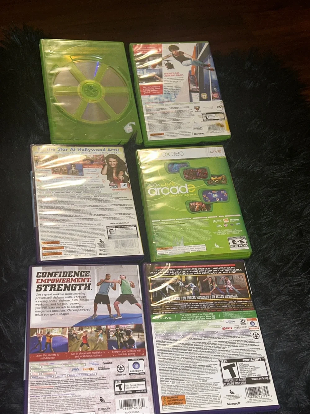 Retro 6 Xbox 360 Game Bundle - Mirror's Edge, Sega Arcade, Kinect Dance Games